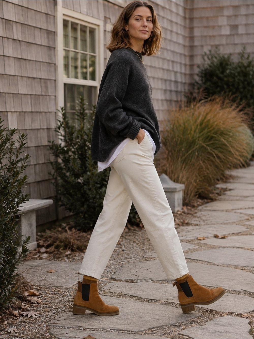 Avellini Suede Chelsea Boots Cognac Tan Chunky Heel Size 37 6.5